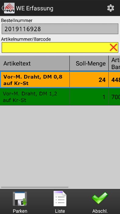 Warehouse - goods receipt