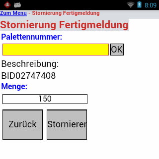 Production order Cancellation finished message