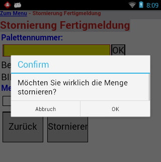 Production order Cancellation finished message