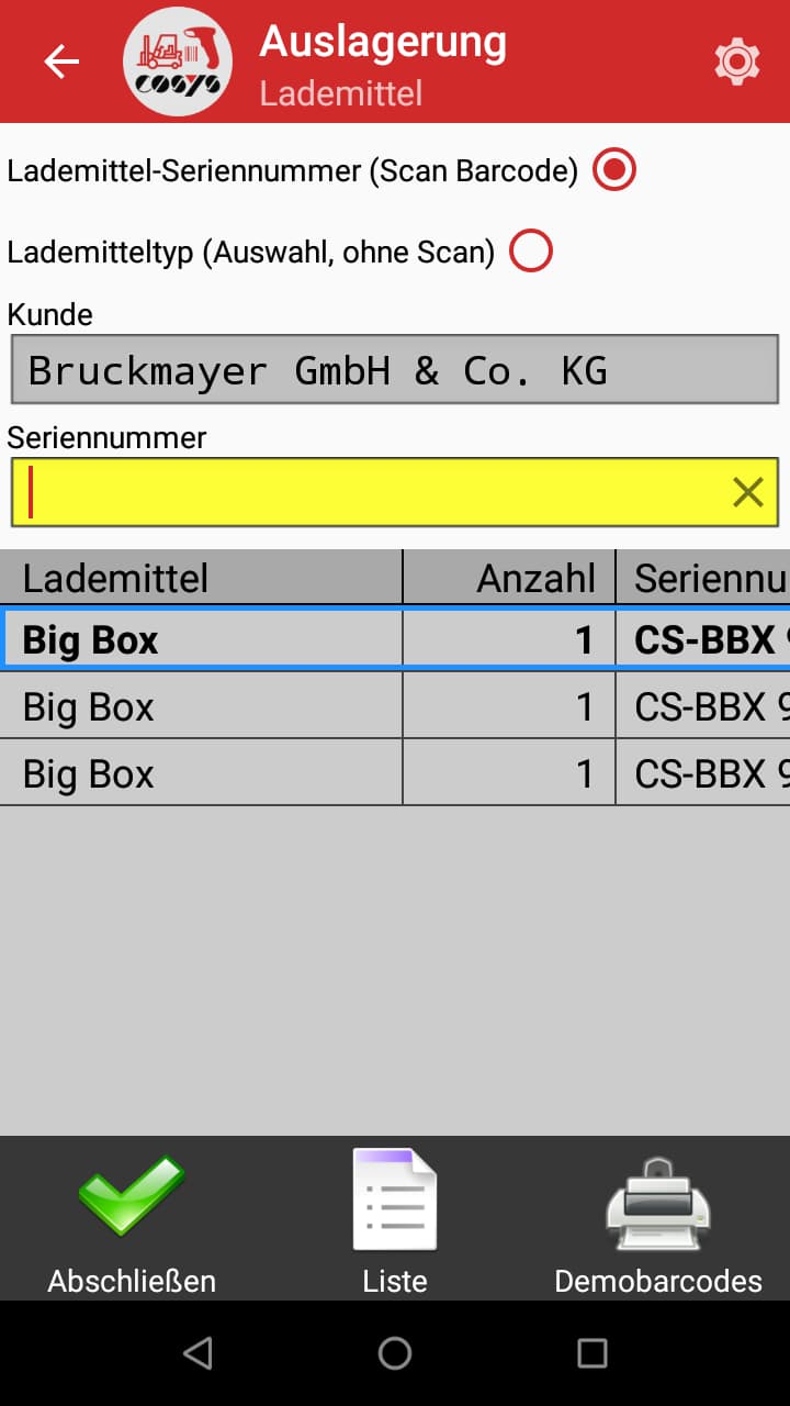 Lademittelverwaltung MDE Software