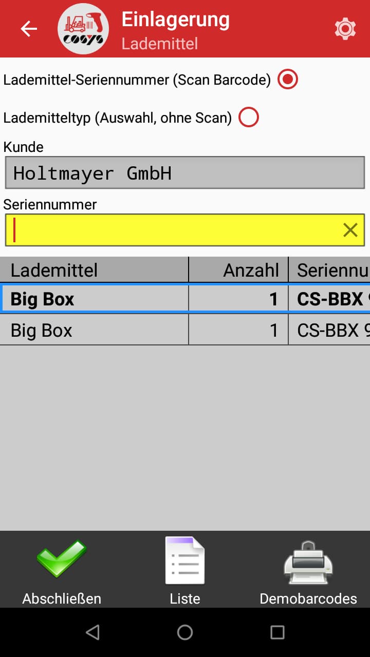 Lademittelverwaltung MDE Software