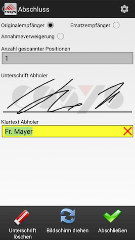 Delivery scanning reverse / collection from customers
