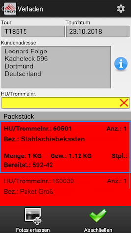 Loading Delivery scanning Mobile data acquisition