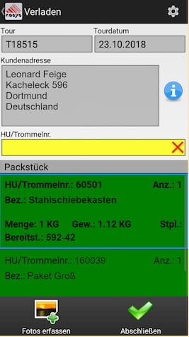 Loading Delivery scanning Mobile data acquisition