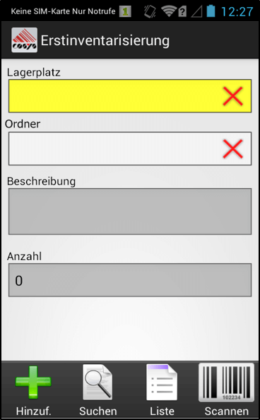 Initial inventory folder document management