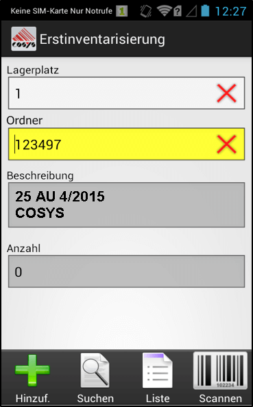 Initial inventory folder document management