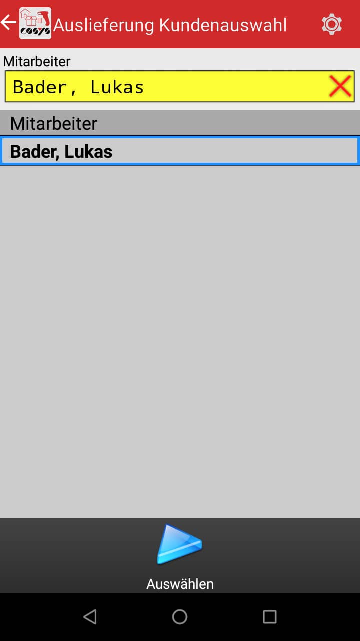Wareneingang Auswahl Android Software von COSYS