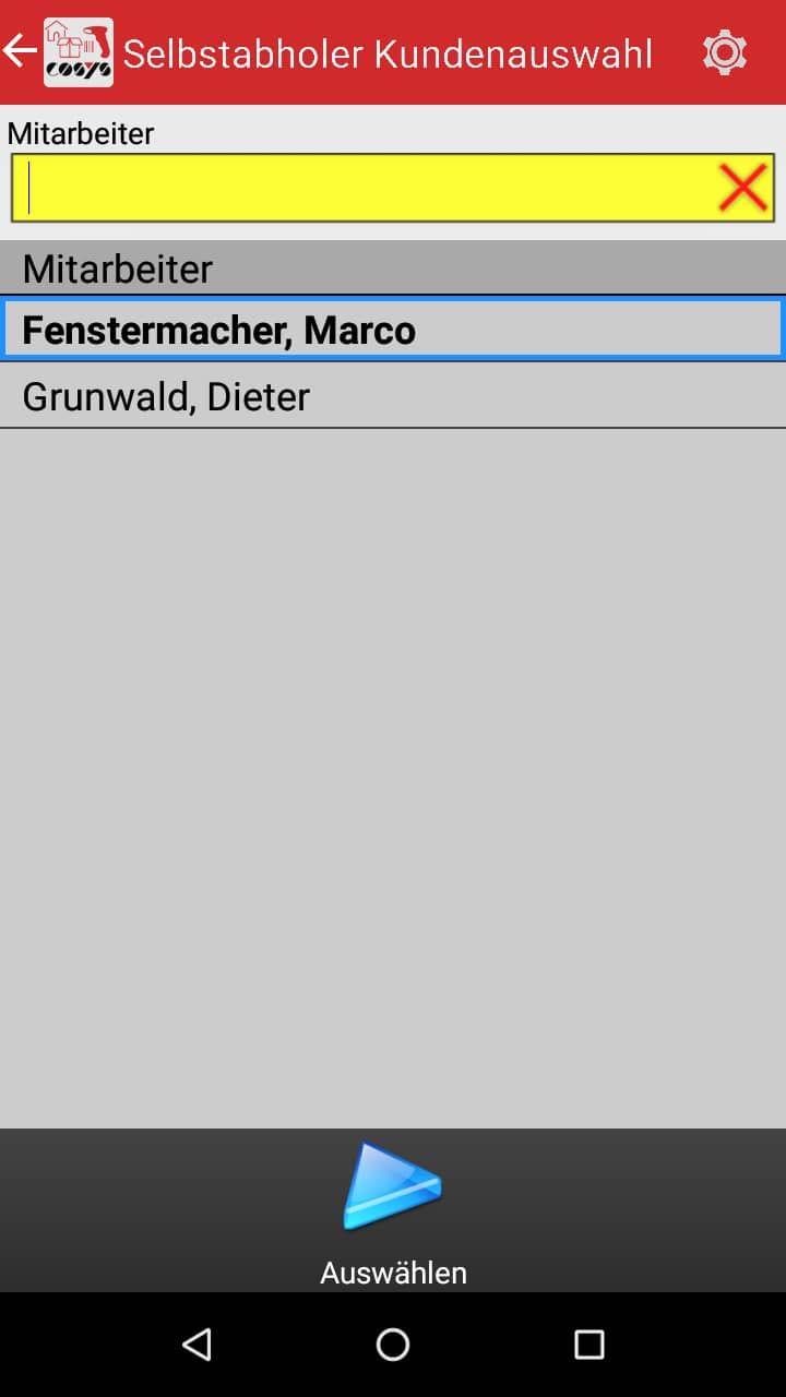 Wareneingang Auswahl Android Software von COSYS