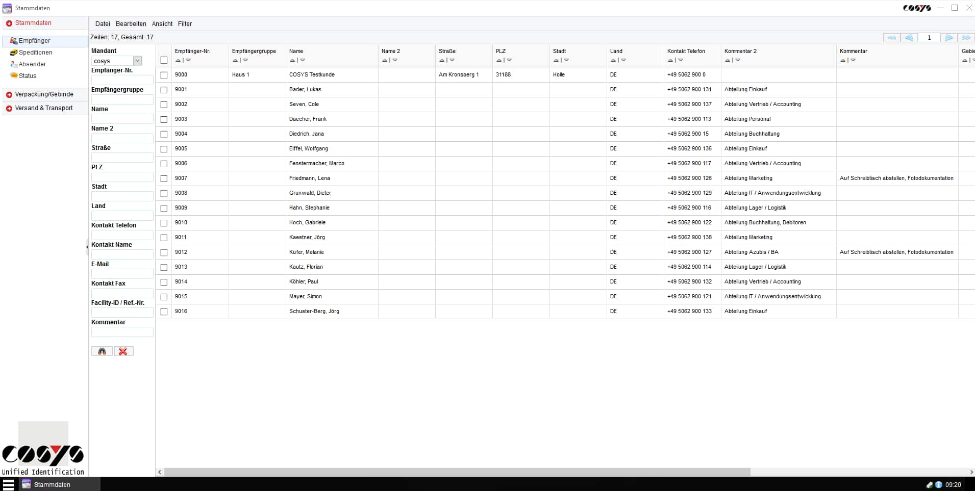 Master data Empfänger WebDesk Master data Empfänger WebDesk