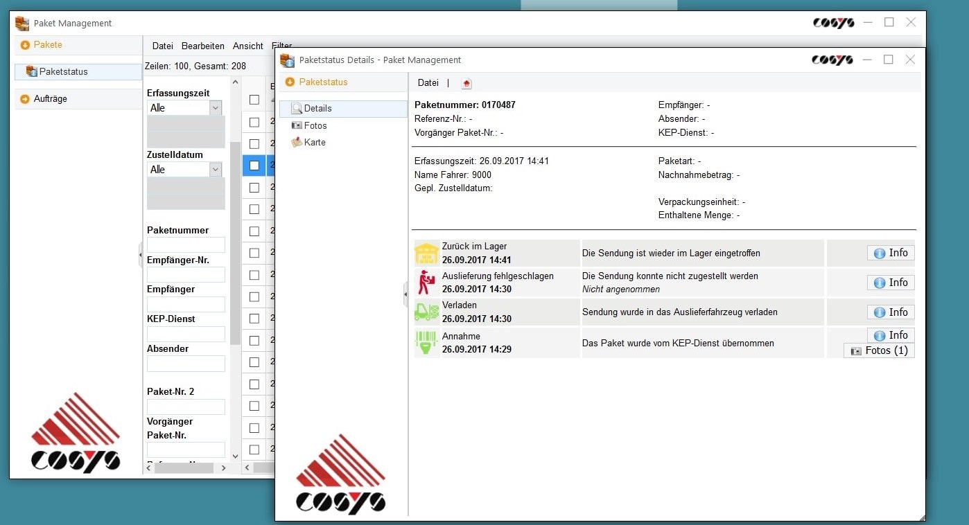 Inhouse Logistik Paket Management Sendungsübersicht Inhouse Logistik Paket Management Sendungsübersicht