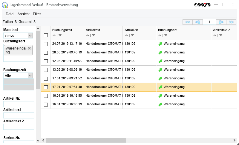 Inventory management goods receipt
