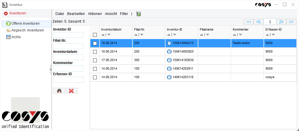 Summary of open inventories