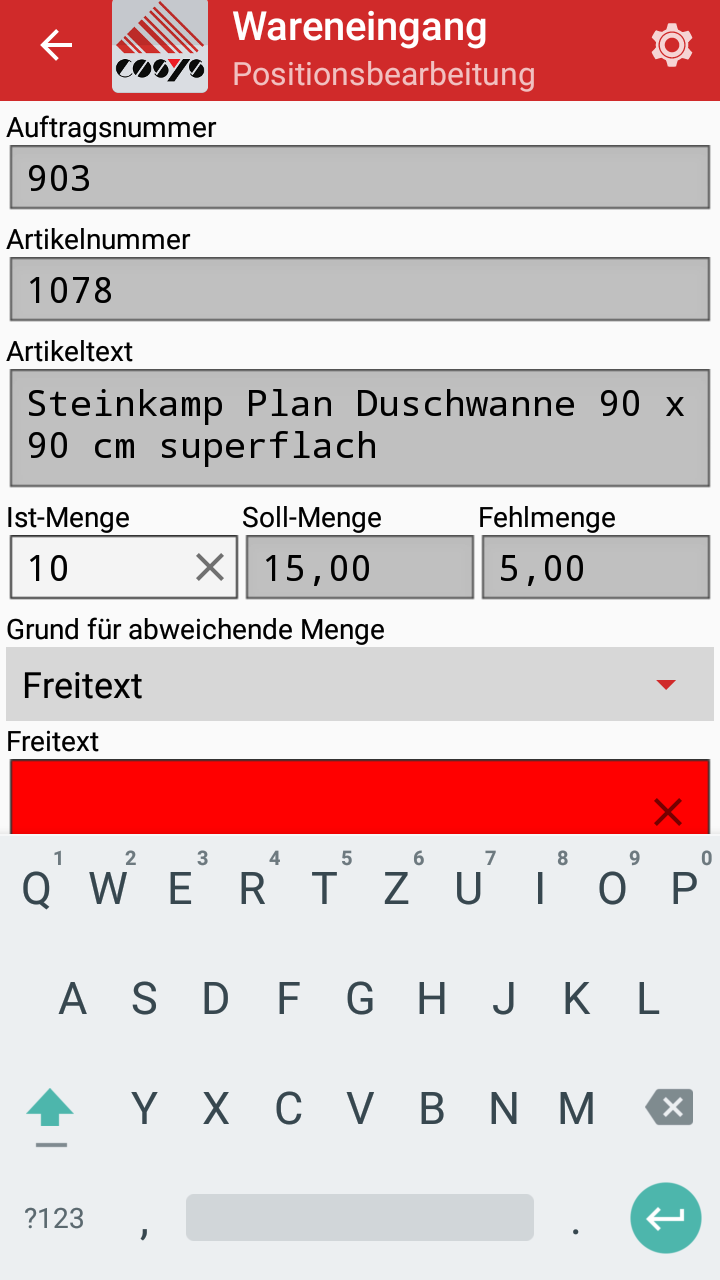 Goods receipt weclapp warehouse management software